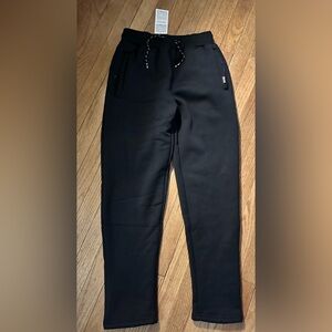 Men's Black Joggers with Fur Fleece ,Drawstring, zip pockets
